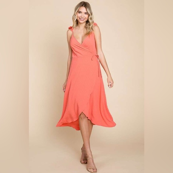 Culture Code Full Size Surplice Flare Ruching Old Money Look Dress